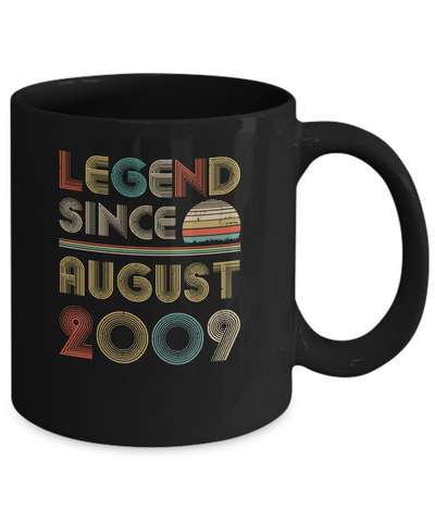 Legend Since August 2009 Vintage 12th Birthday Gifts Youth Mug-Coffee Mug-11oz Mug-Black