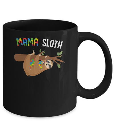 Mama Sloth Autism Awareness Mom Gift Mug-Coffee Mug-11oz Mug-Black