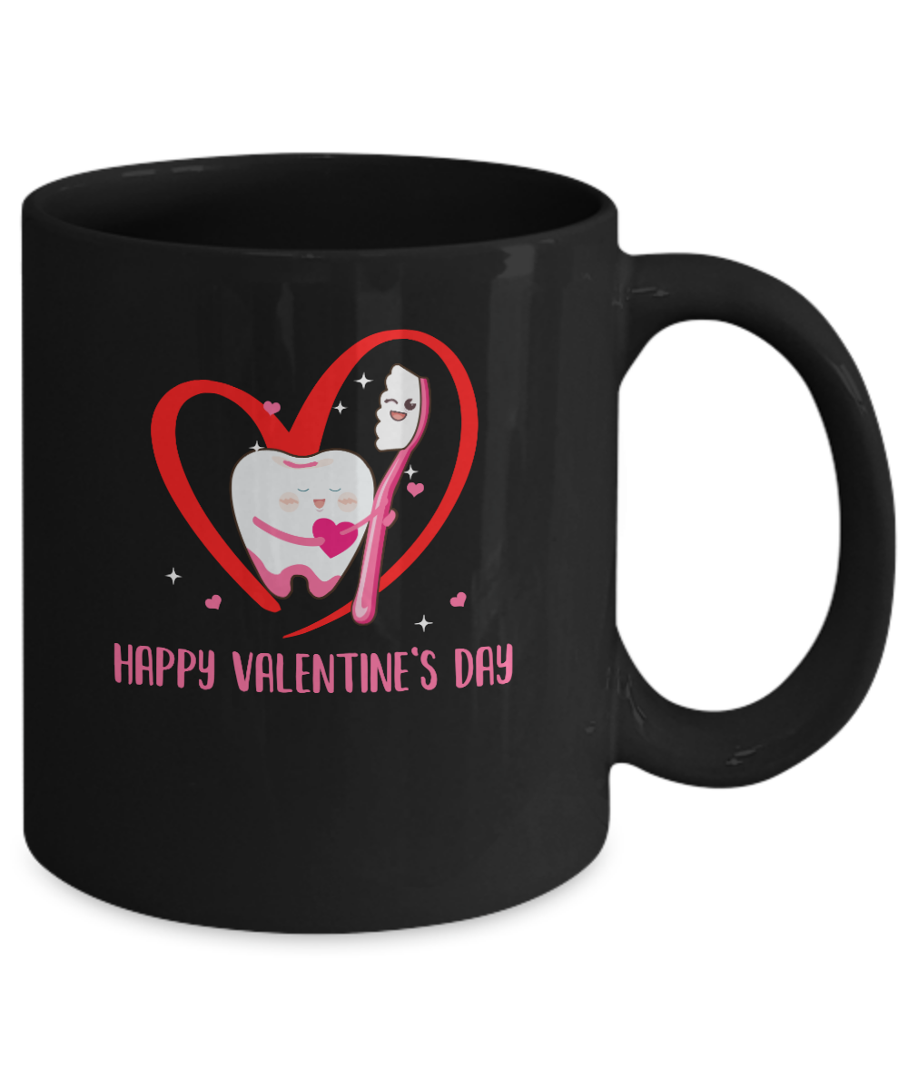 Tooth Hug Brush Teeth Dentist Valentine's Gift For Dental Mug-Coffee Mug-11oz Mug-Black