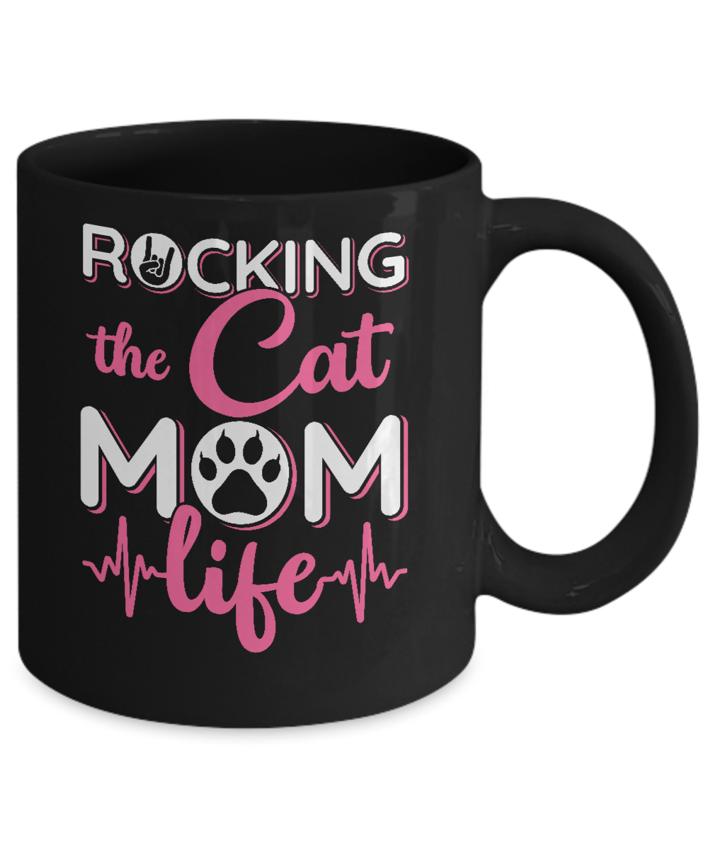 Rocking The Cat Mom Life Mug-Coffee Mug-11oz Mug-Black