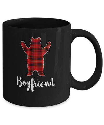 Red Boyfriend Bear Buffalo Plaid Family Christmas Pajamas Mug-Coffee Mug-11oz Mug-Black