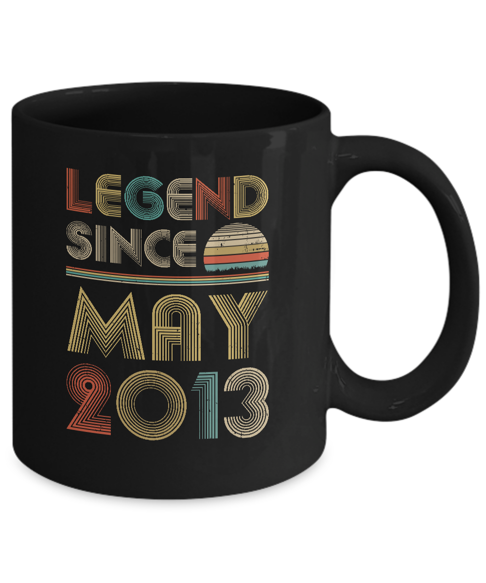 Legend Since May 2013 Vintage 8th Birthday Gifts Youth Mug-Coffee Mug-11oz Mug-Black