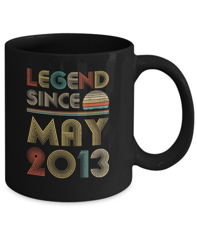 Legend Since May 2013 Vintage 8th Birthday Gifts Youth Mug-Coffee Mug-11oz Mug-Black