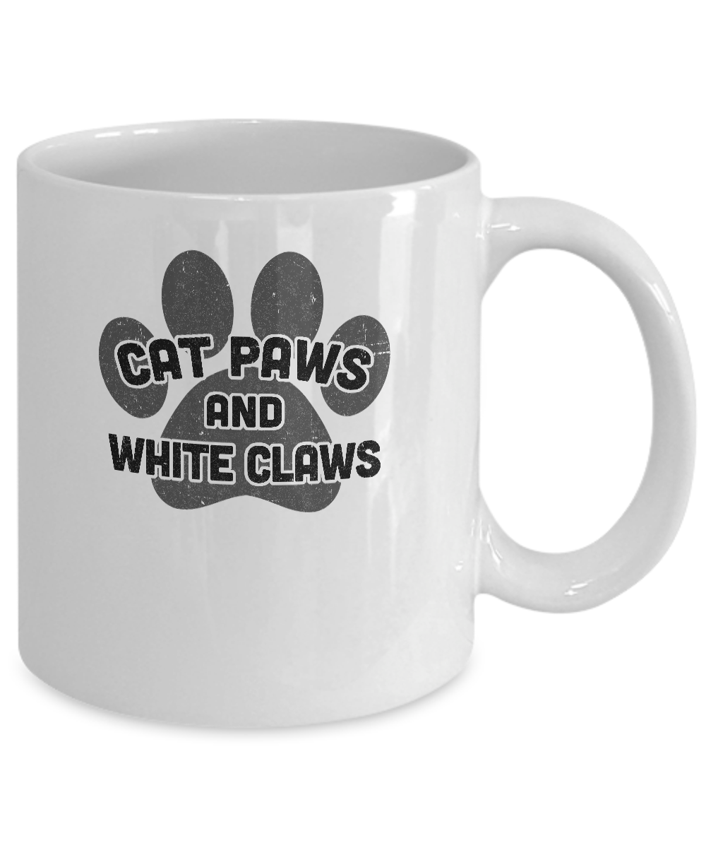 Cat Paws And White Claws Funny Cute Cat Lover Mug-Coffee Mug-11oz Mug-White