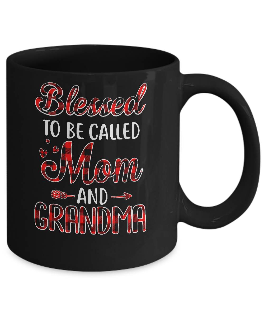 Red Buffalo Plaid Blessed To Be Called Mom And Grandma Mug-Coffee Mug-11oz Mug-Black