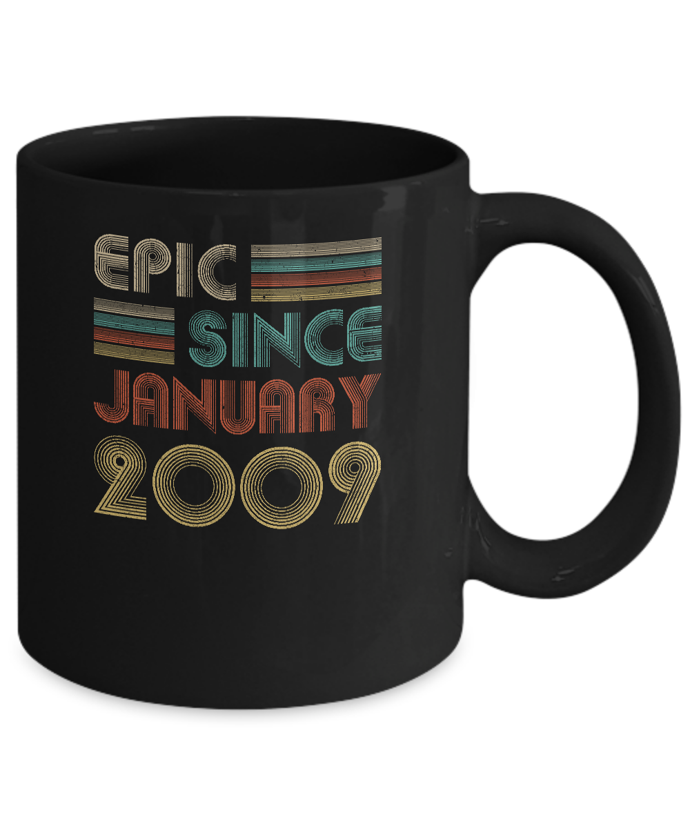 Epic Since January 2009 Vintage 12th Birthday Gifts Youth Mug-Coffee Mug-11oz Mug-Black
