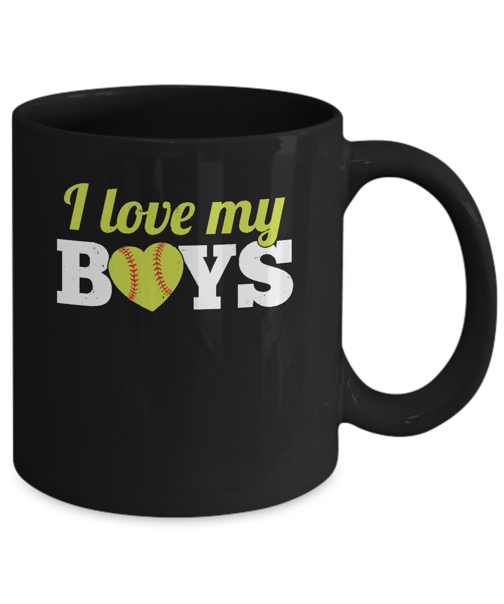Love My Boys Mom And Dad Softball Mug