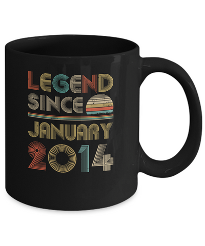 Legend Since January 2014 Vintage 7th Birthday Gifts Youth Mug-Coffee Mug-11oz Mug-Black