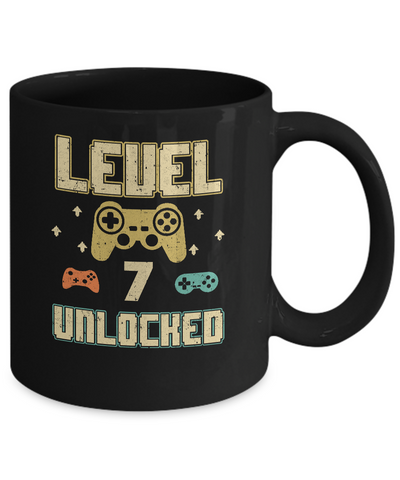 Level 7 Unlocked Video Gamer 7th Birthday Gift Mug-Coffee Mug-11oz Mug-Black