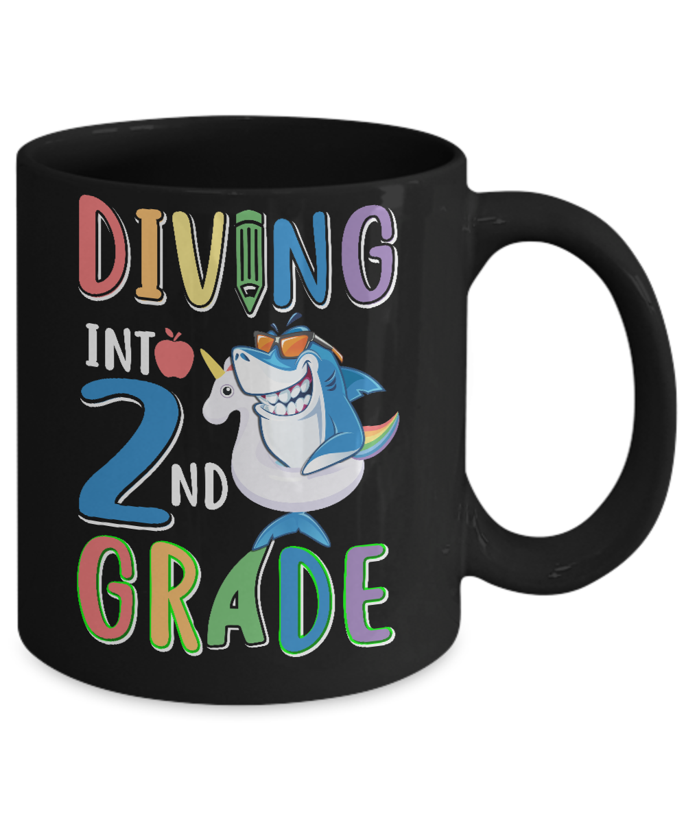 Diving Into 2nd Grade Back To School Shark Mug-Coffee Mug-11oz Mug-Black