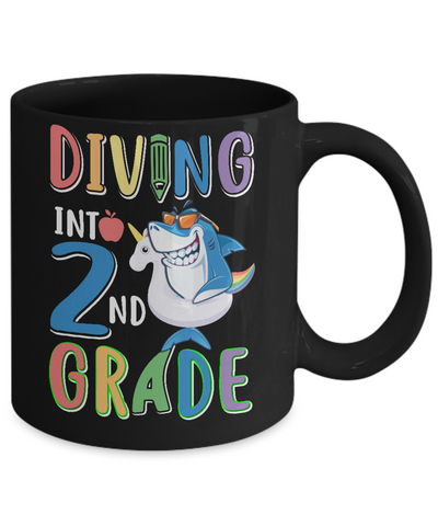Diving Into 2nd Grade Back To School Shark Mug-Coffee Mug-11oz Mug-Black