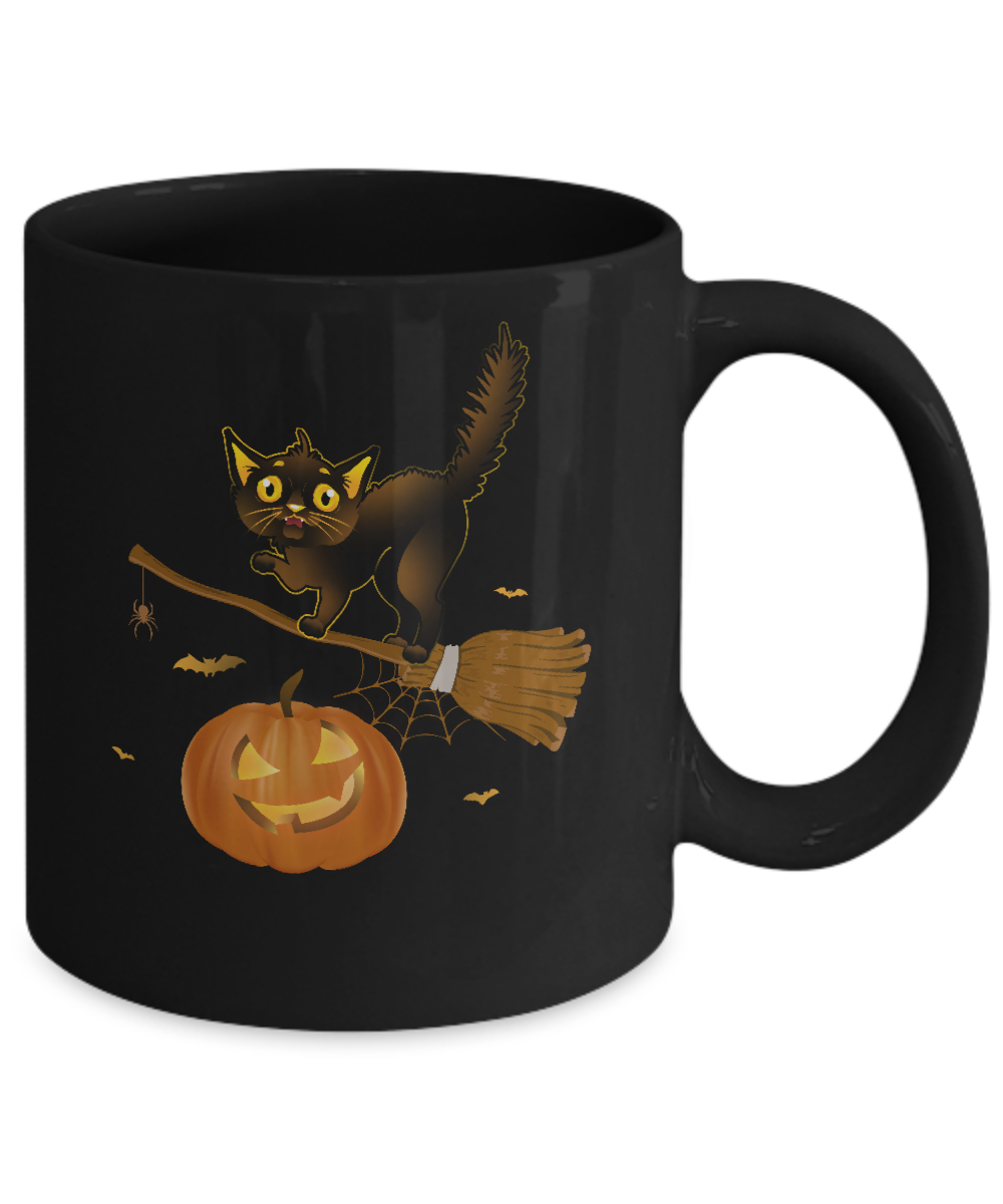 Happy Halloween Cat Pumpkin Gift Mug-Coffee Mug-11oz Mug-Black
