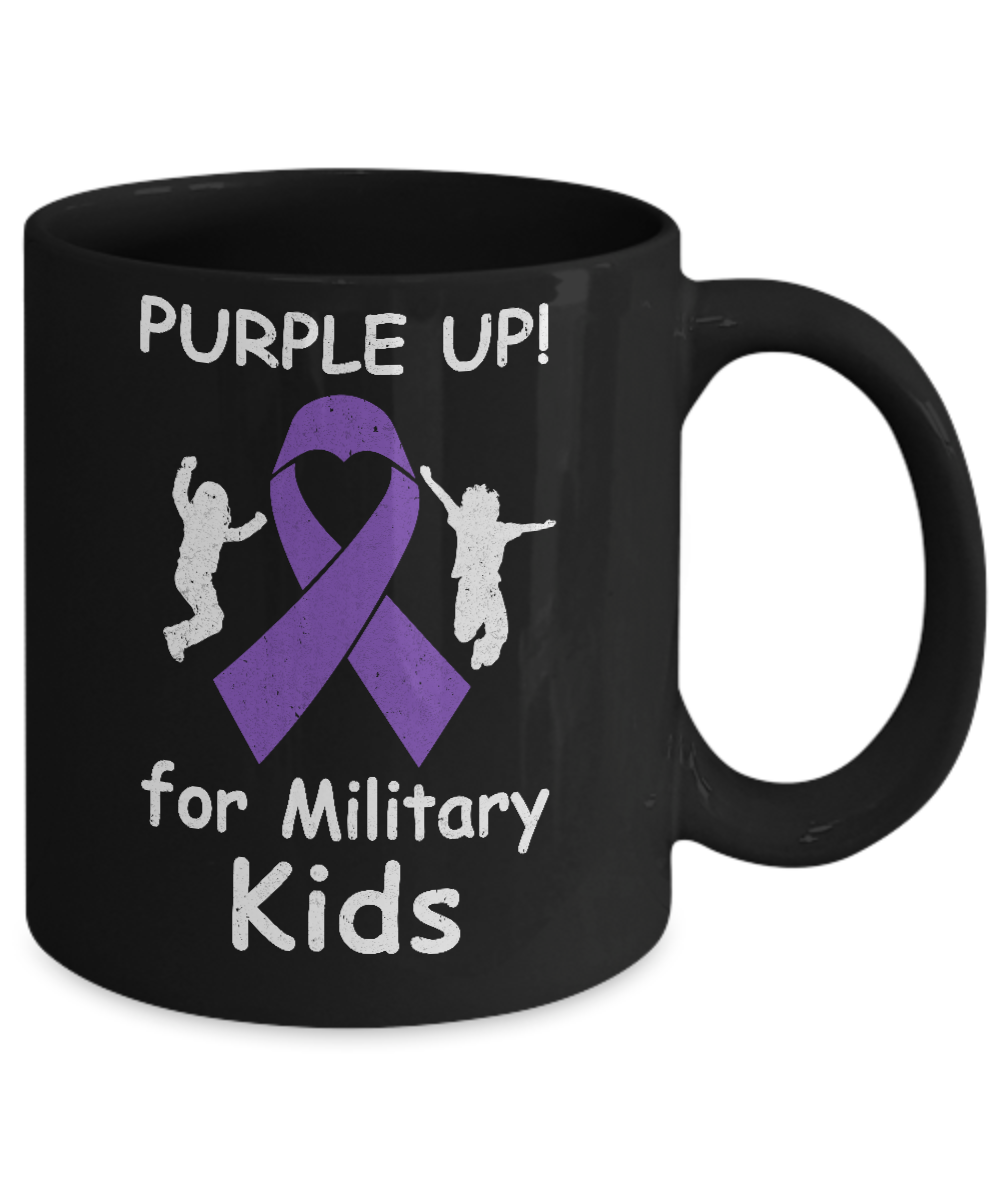 Purple Up For Month Of The Military Kids Mug-Coffee Mug-11oz Mug-Black