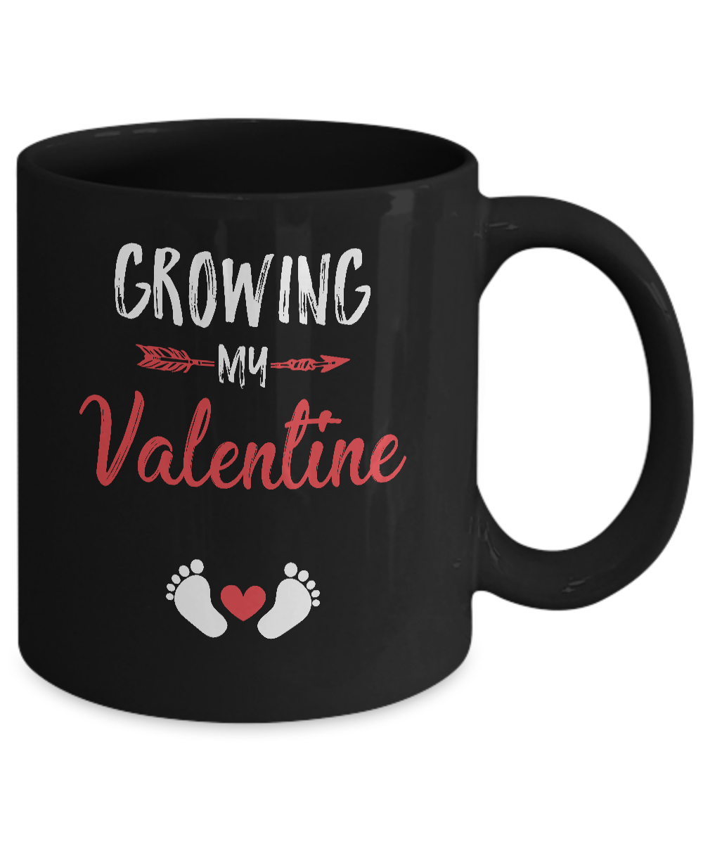 Growing My Valentine Mom Pregnancy Gifts Mug-Coffee Mug-11oz Mug-Black