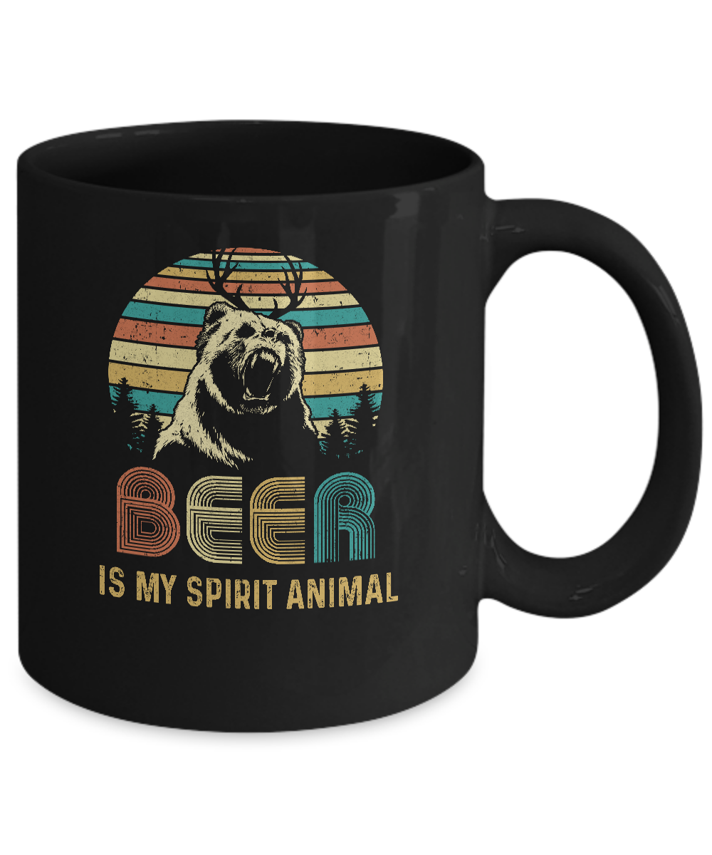 Beer Is My Spirit Animal Vintage Bear Lover Gifts Mug-Coffee Mug-11oz Mug-Black
