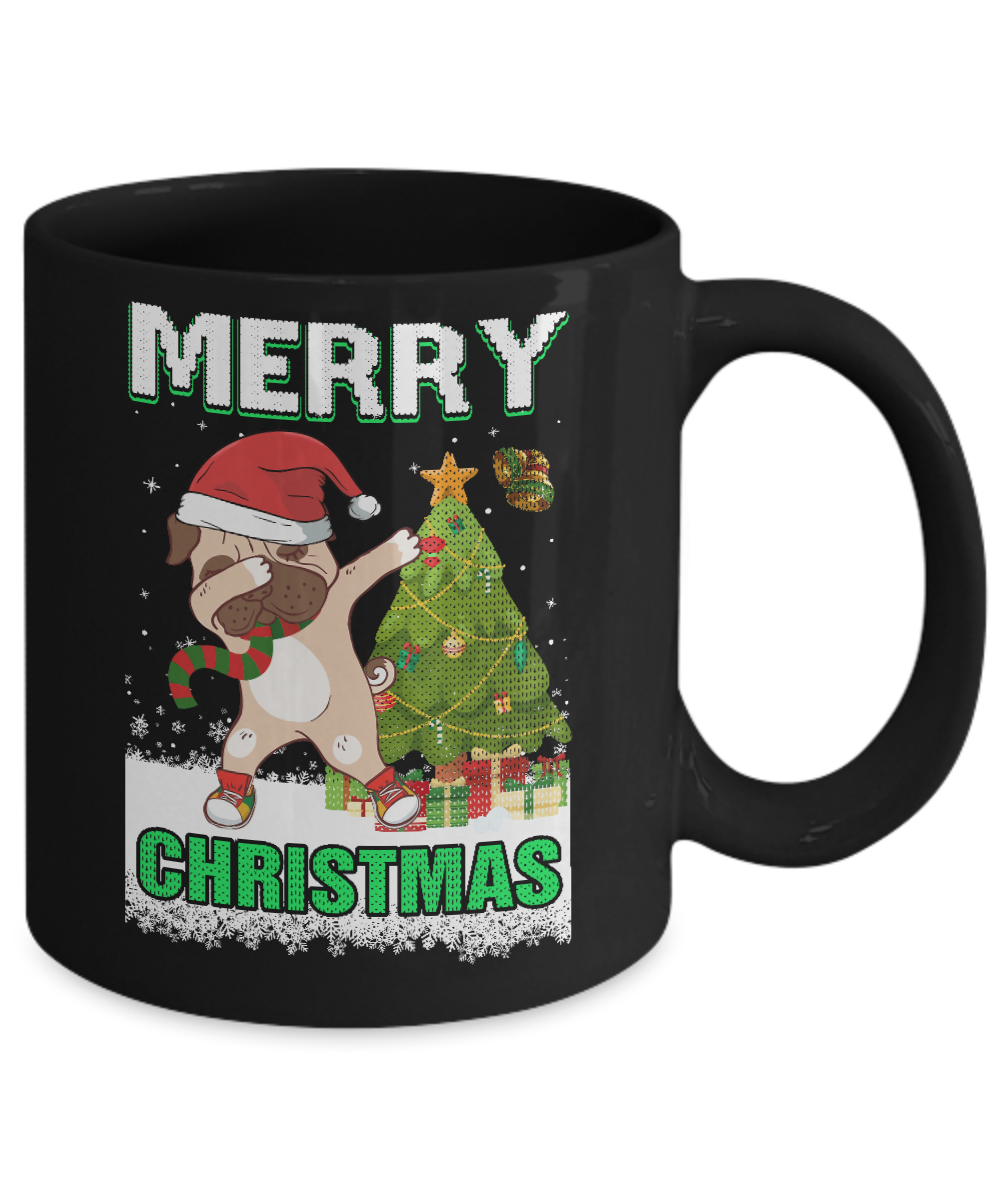 Cute Pug Claus Merry Christmas Ugly Sweater Mug-Coffee Mug-11oz Mug-Black