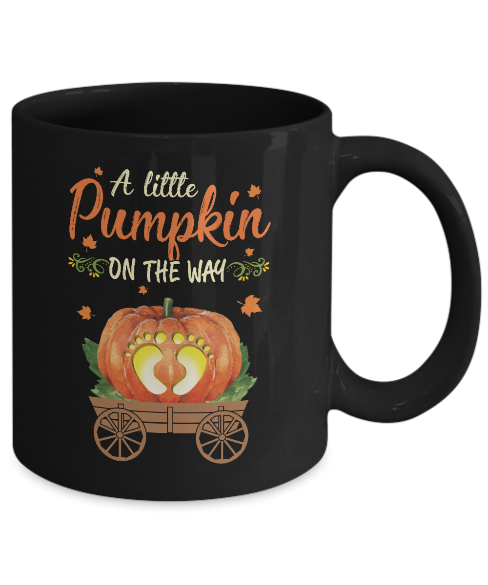 Funny Little Pumpkin On The Way Pregnant Halloween Mug-Coffee Mug-11oz Mug-Black