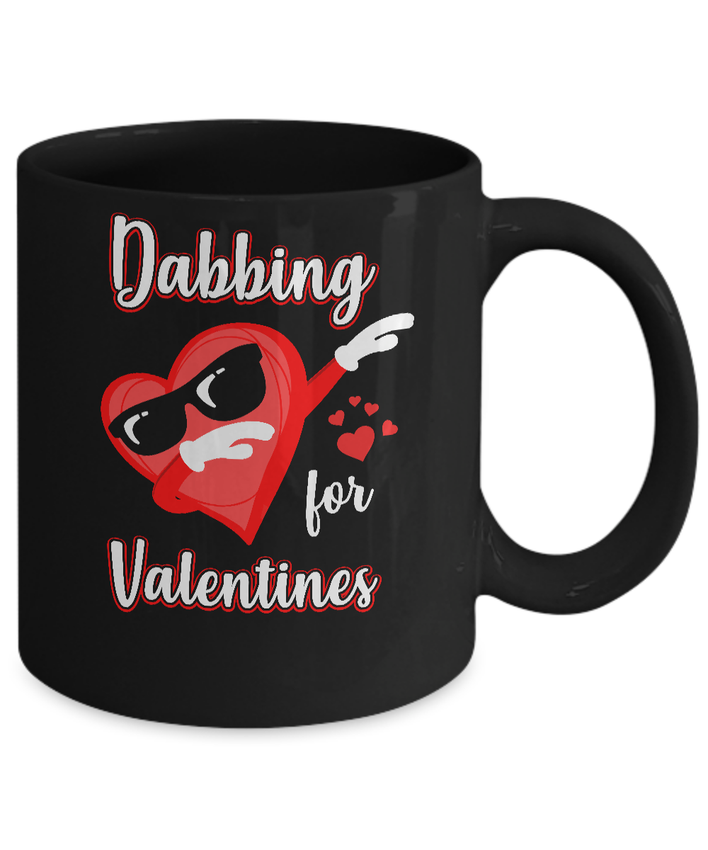 Dabbing For Valentines Day Cute Funny Heart Love Mug-Coffee Mug-11oz Mug-Black