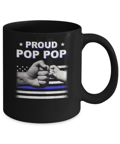 Proud Pop Pop Police Thin Blue Line Flag Fathers Day Mug-Coffee Mug-11oz Mug-Black