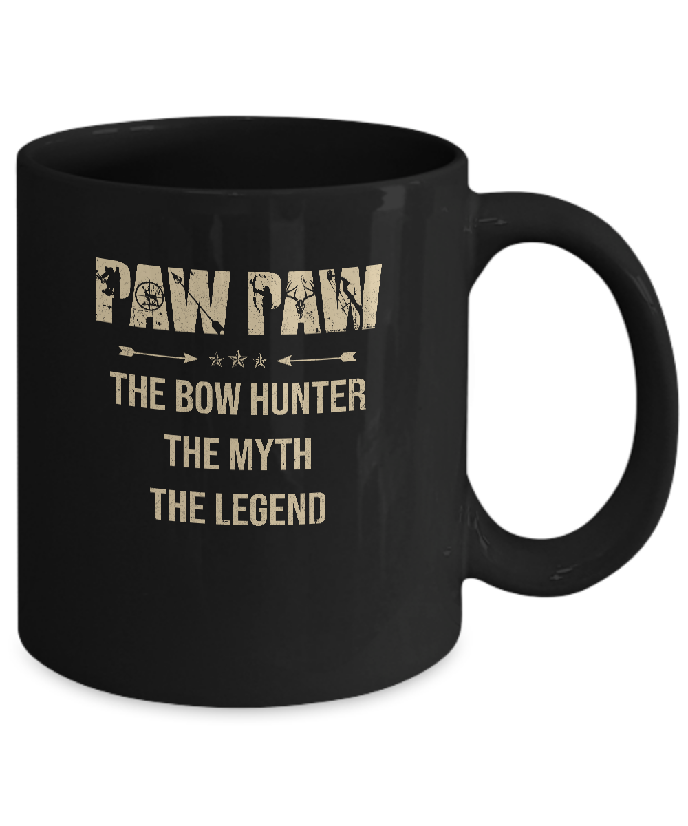 PawPaw The Bow Hunter The Myth The Legend Funny Hunting Mug-Coffee Mug-11oz Mug-Black