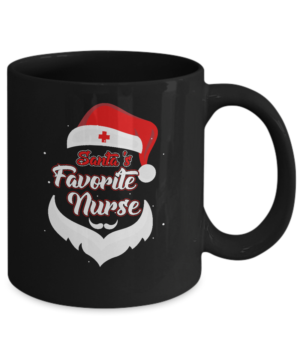 Santa's Favorite Nurse Funny Christmas Nursing Mug-Coffee Mug-11oz Mug-Black