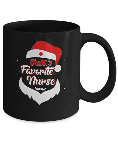 Santa's Favorite Nurse Funny Christmas Nursing Mug-Coffee Mug-11oz Mug-Black