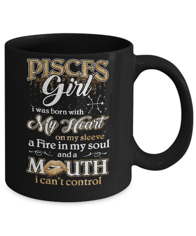 I'm A Pisces Girl Lipstick February March Funny Zodiac Birthday Mug-Coffee Mug-11oz Mug-Black