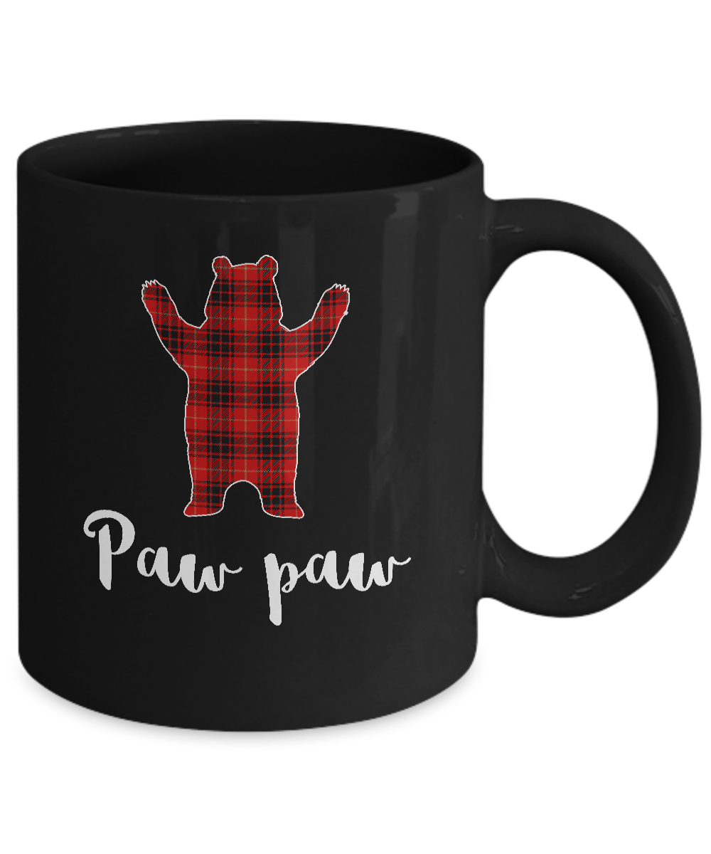 Red Paw Paw Bear Buffalo Plaid Family Christmas Pajamas Mug-Coffee Mug-11oz Mug-Black