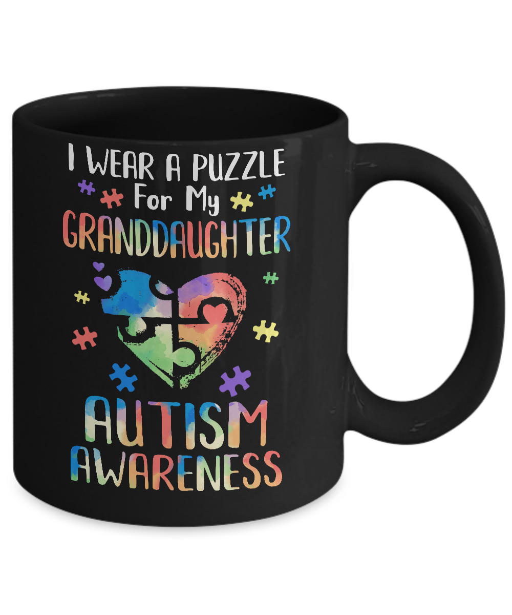 I Wear A Puzzle For My Granddaughter Autism Awareness Mug-Coffee Mug-11oz Mug-Black