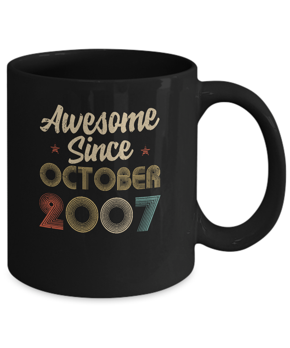Awesome Since October 2007 Vintage 14th Birthday Gifts Mug-Coffee Mug-11oz Mug-Black