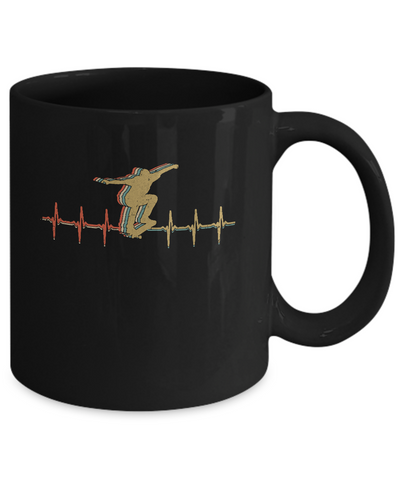 Vintage Skateboard Skater Heartbeat Love Gift Mug-Coffee Mug-11oz Mug-Black