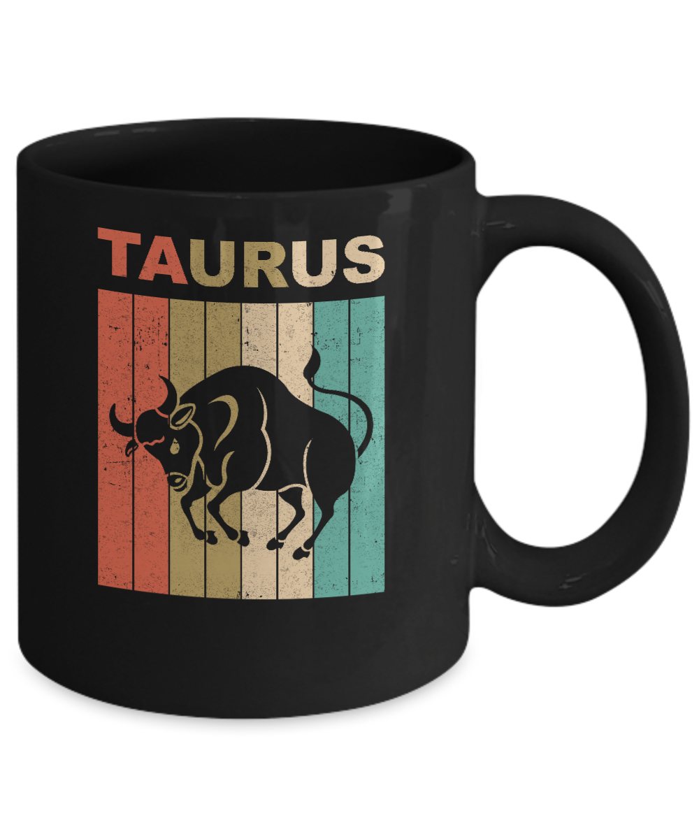 Vintage Taurus Zodiac April May Birthday Gift Mug-Coffee Mug-11oz Mug-Black
