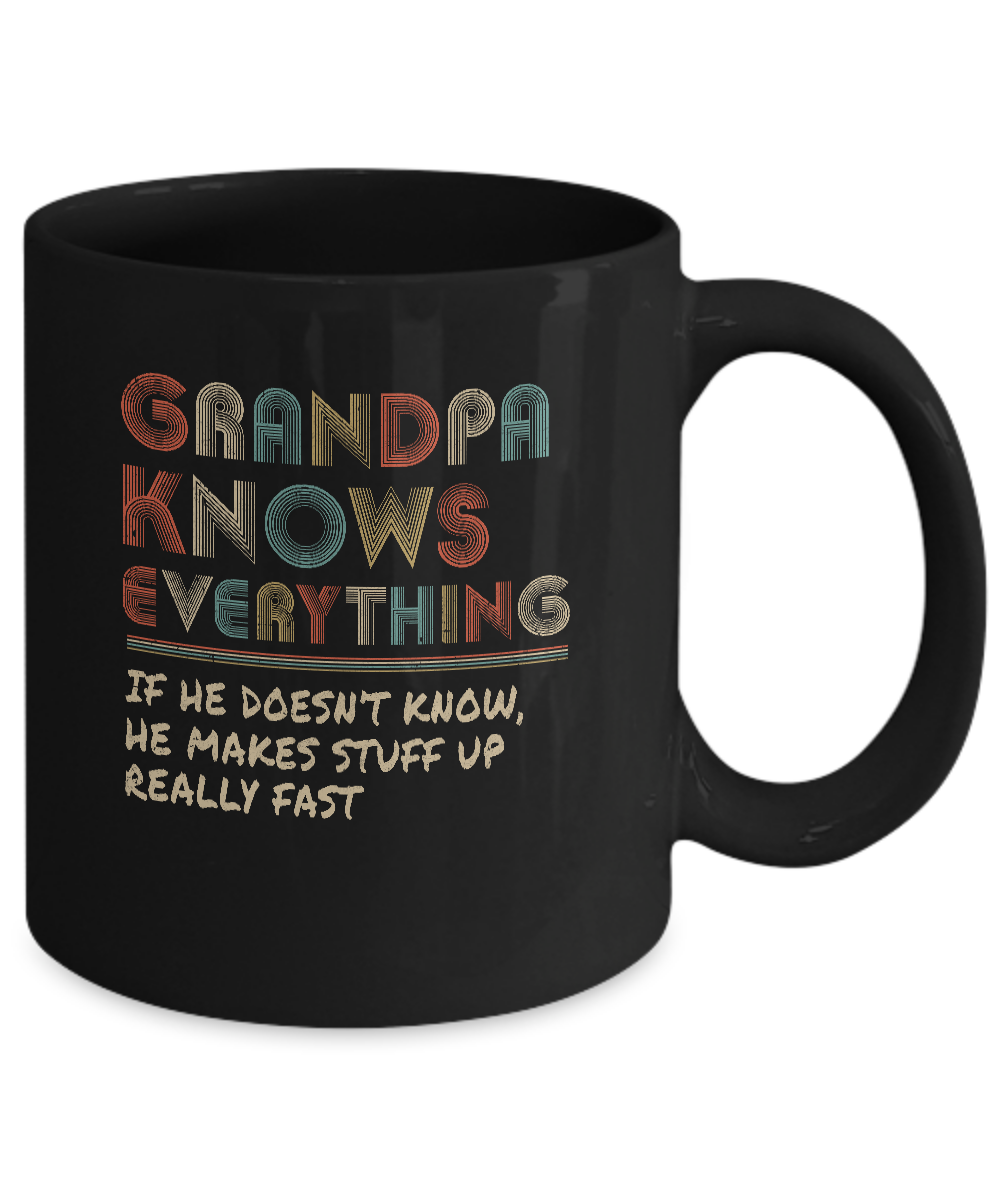 Grandpa Know Everything Vintage Grandpa Father's Day Gift Mug-Coffee Mug-11oz Mug-Black