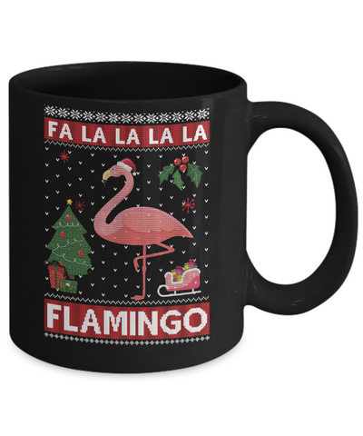 Cute Pink Flamingo Santa Hat Merry Christmas Sweater Mug-Coffee Mug-11oz Mug-Black