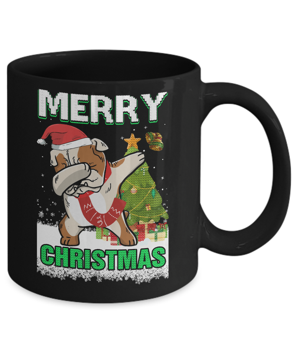 Cute Bulldog Claus Merry Christmas Ugly Sweater Mug-Coffee Mug-11oz Mug-Black
