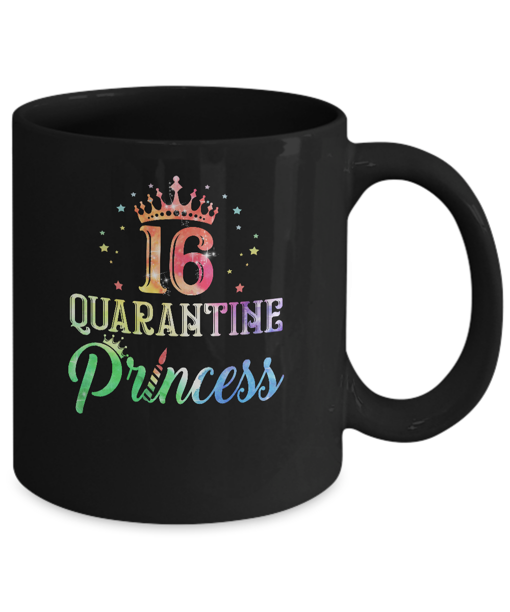 16 Quarantine Princess Happy Birthday Mug-Coffee Mug-11oz Mug-Black
