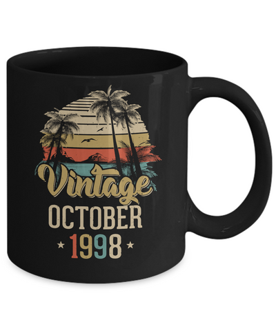 Retro Classic Vintage October 1998 23th Birthday Gift Mug-Coffee Mug-11oz Mug-Black