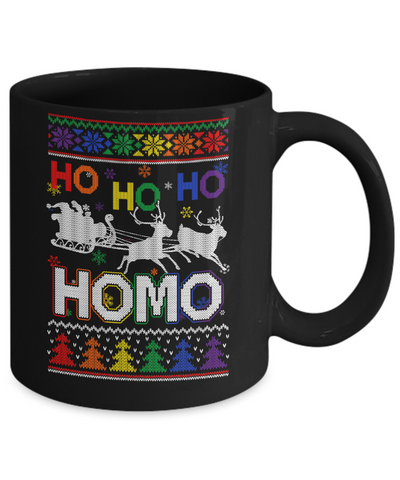 Ho Ho Ho Homo Santa LGBT Gay Ugly Christmas Sweater Mug-Coffee Mug-11oz Mug-Black