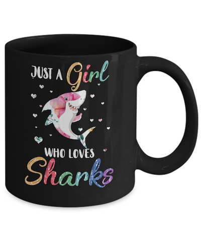 Just A Girl Who Loves Sharks Cute Shark Lover Mug-Coffee Mug-11oz Mug-Black