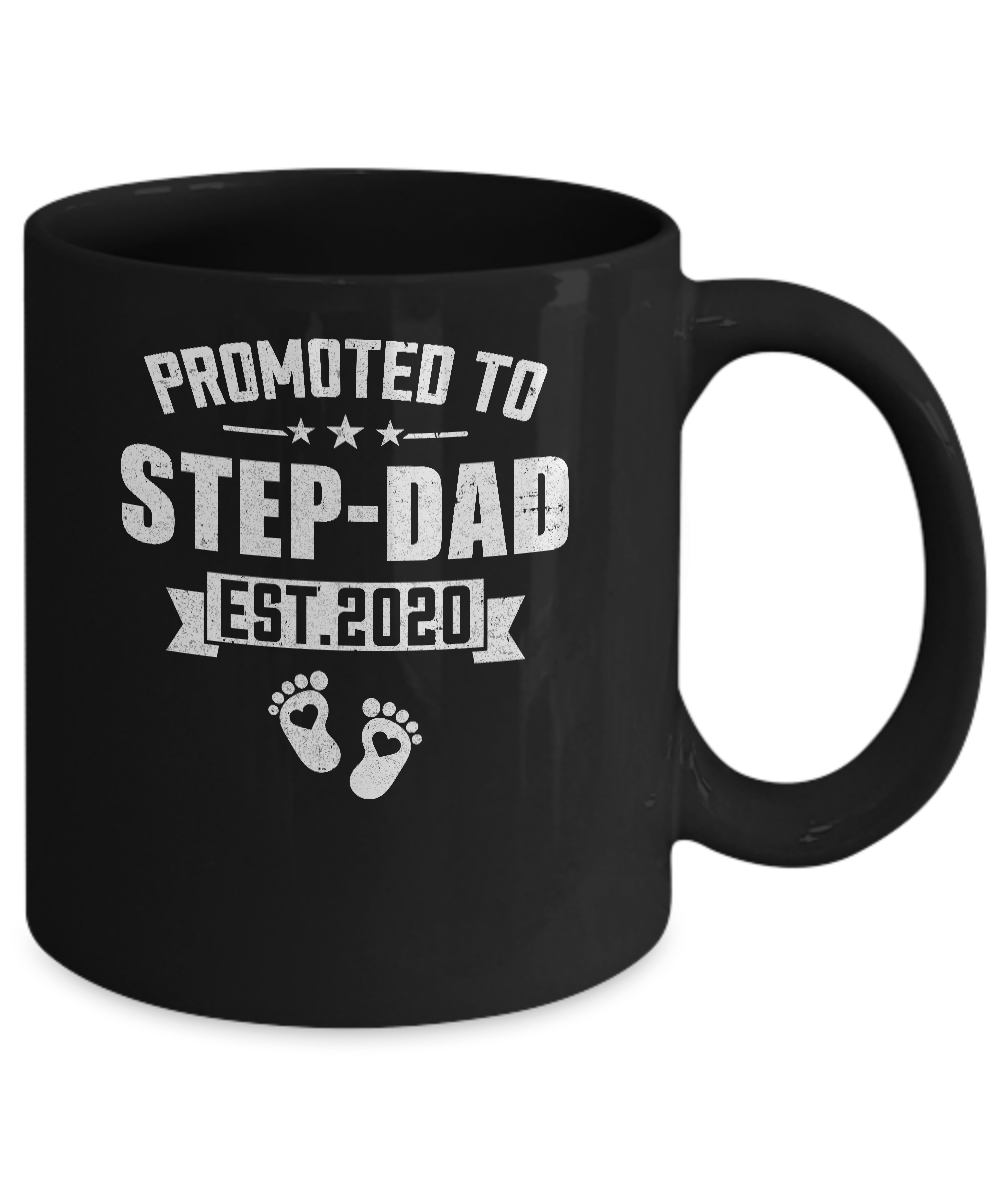 Promoted To Step Dad Est 2020 Fathers Day Gift Mug-Coffee Mug-11oz Mug-Black