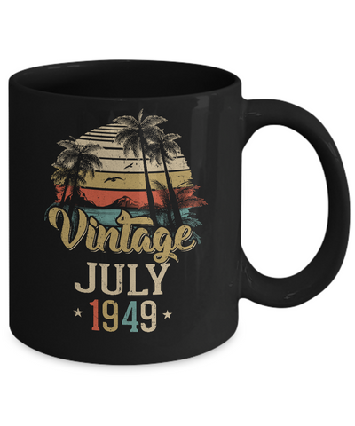 Retro Classic Vintage July 1949 72th Birthday Gift Mug-Coffee Mug-11oz Mug-Black