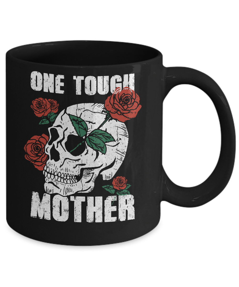 One Tough Mother Skull Rose Mug-Coffee Mug-11oz Mug-Black