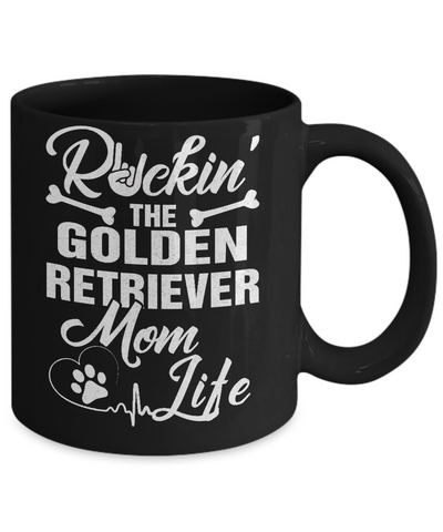 Rockin The Golden Retriever Mom Life Mug-Coffee Mug-11oz Mug-Black