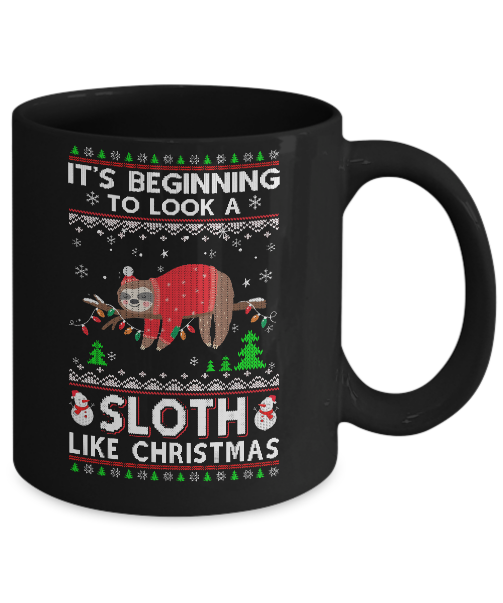 It's Beginning To Look A Sloth Like Christmas Sweater Mug-Coffee Mug-11oz Mug-Black