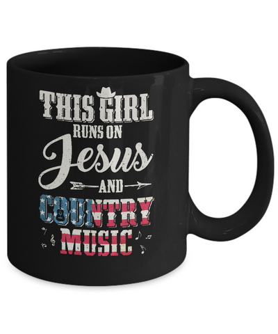 This Girl Runs On Jesus And Country Music Mug-Coffee Mug-11oz Mug-Black