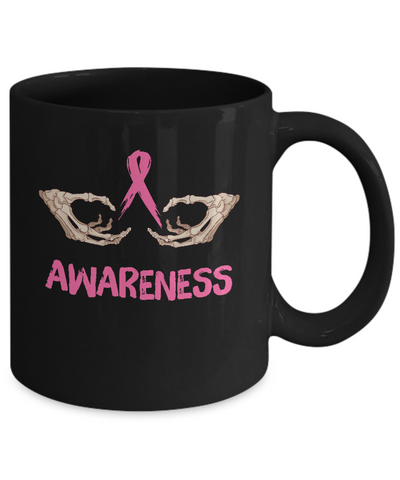 Breast Cancer Skeleton Hand Scary Halloween Mug-Coffee Mug-11oz Mug-Black