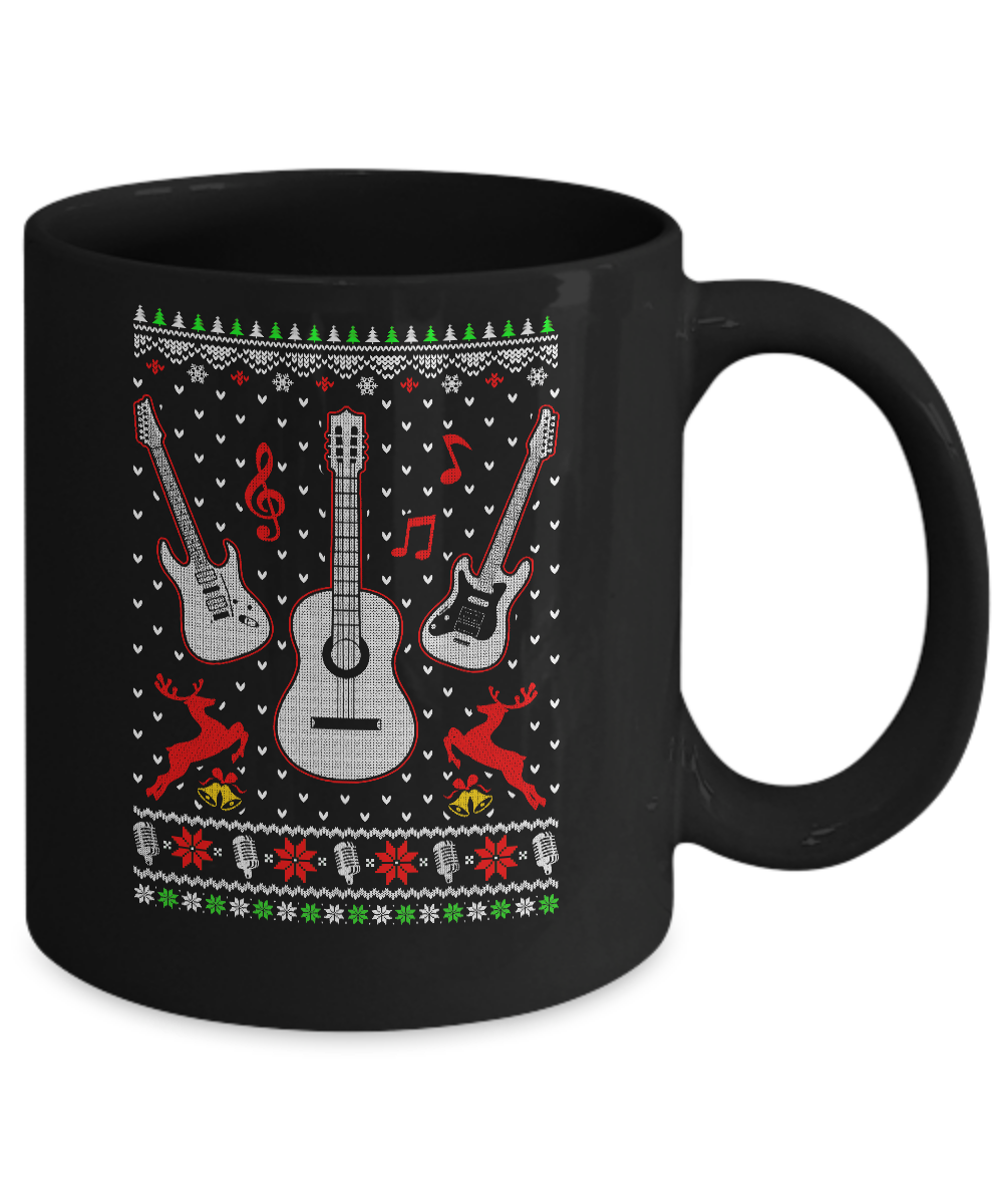 Singer Song Guitar Ugly Christmas Sweater Mug-Coffee Mug-11oz Mug-Black