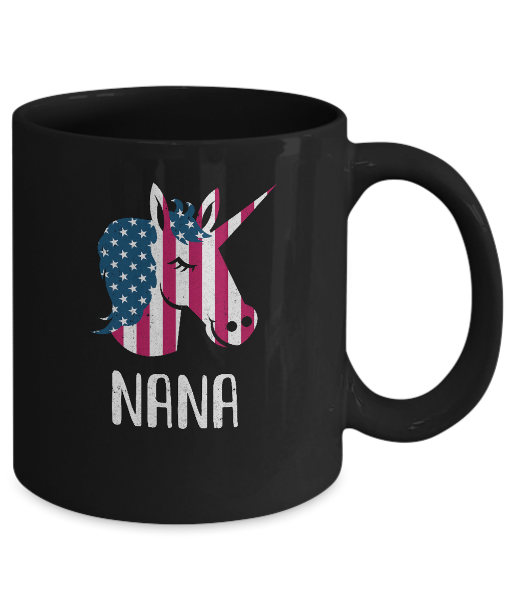 Patriotic Nana Unicorn Americorn 4Th Of July Mug-Coffee Mug-11oz Mug-Black