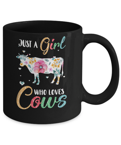 Just A Girl Who Loves Cows Cute Cow Lover Mug-Coffee Mug-11oz Mug-Black