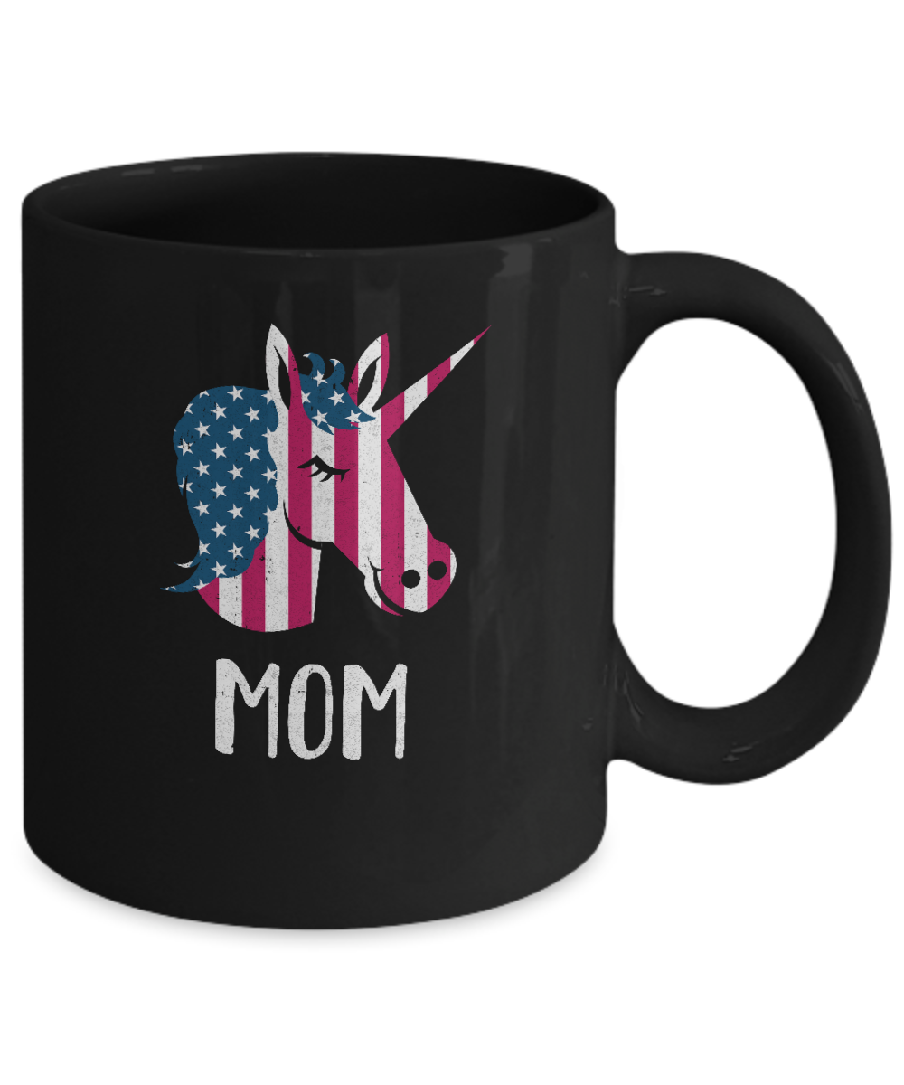 Patriotic Mom Mommy Unicorn Americorn 4Th Of July Mug-Coffee Mug-11oz Mug-Black